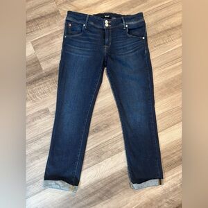 Hudson Collin Mid Rise Straight Crop Jeans Dark Blue Denim - Size 31